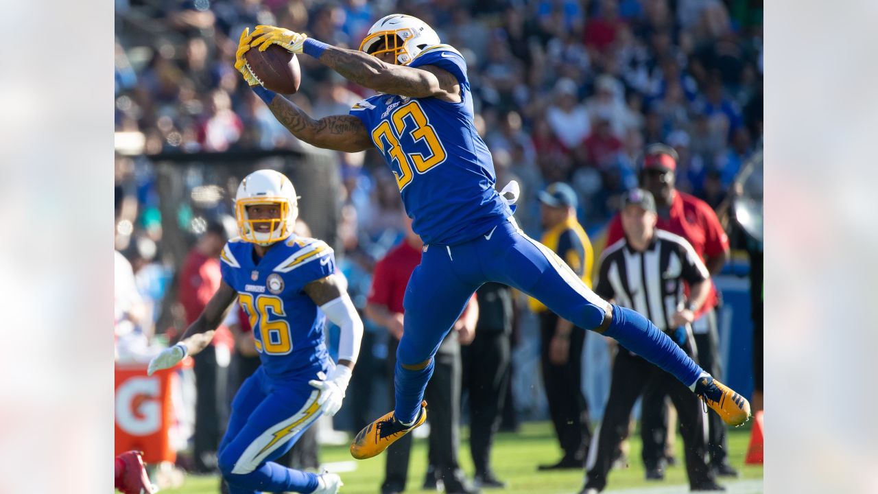 Los Angeles Chargers safety Derwin James Jr. (3) runs a drill during the  NFL football team's camp Wednesday, June 7, 2023, in Costa Mesa, Calif. (AP  Photo/Jae C. Hong Stock Photo - Alamy