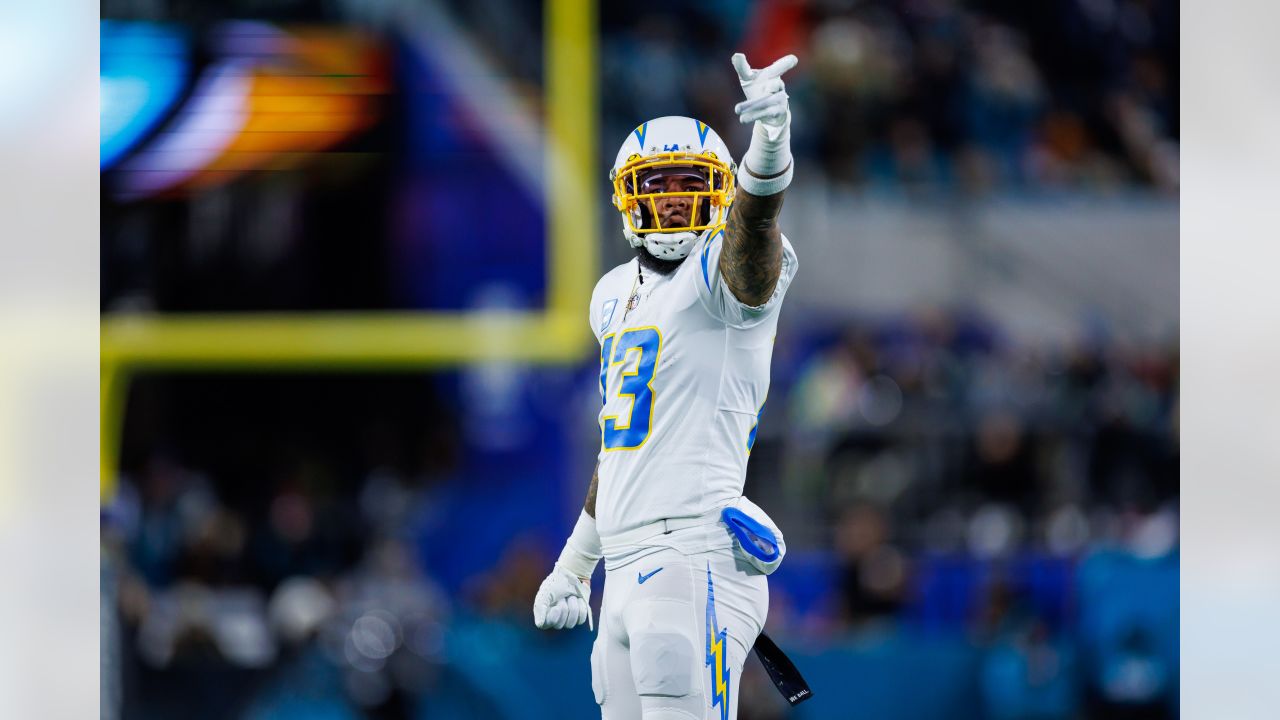 Los Angeles Chargers linebacker Chris Rumph II (94) walks off the field  after defeating the Philadelphia Eagles during an NFL football game,  Sunday, Nov. 7, 2021, in Philadelphia. (AP Photo/Rich Schultz Stock