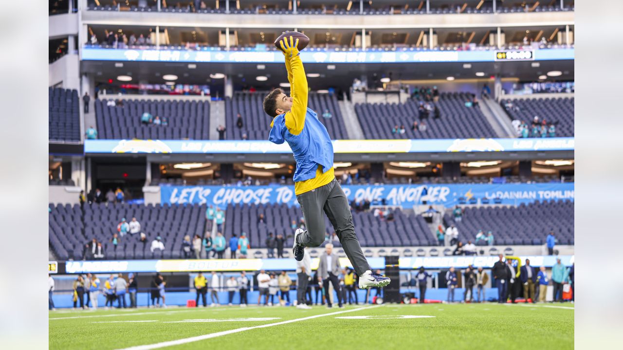 December 11, 2022 Los Angeles Chargers quarterback Justin Herbert  celebrates a first down run during the NFL football game against the Miami  Dolphins in Inglewood, California. Mandatory Photo Credit : Charles  Baus/CSM/Sipa