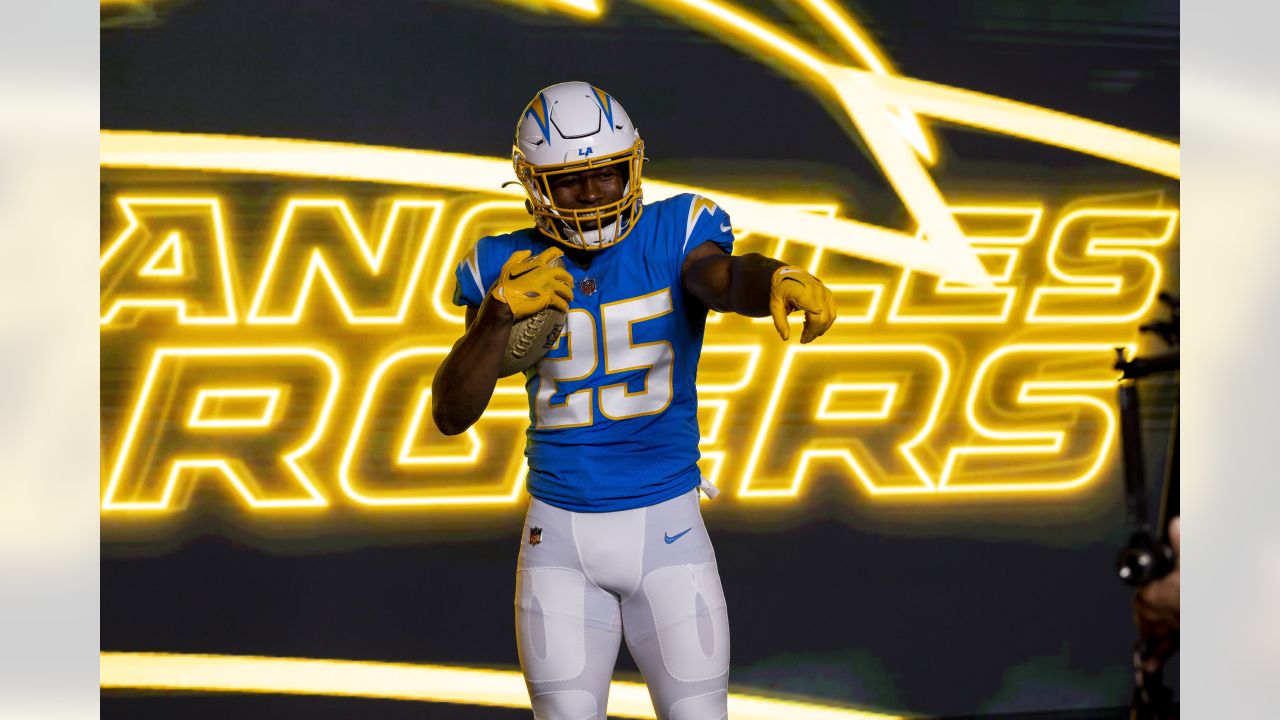 Los Angeles Chargers wide receiver Joshua Palmer (5) participates in a  drill during the NFL football team's training camp, Saturday, July 29,  2023, in Costa Mesa, Calif. (AP Photo/Ashley Landis Stock Photo - Alamy