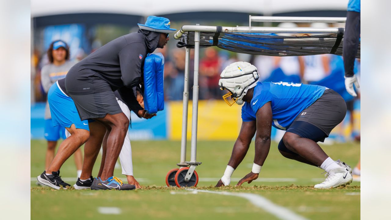 J.C. Jackson on Chargers' practice field doing individual drills