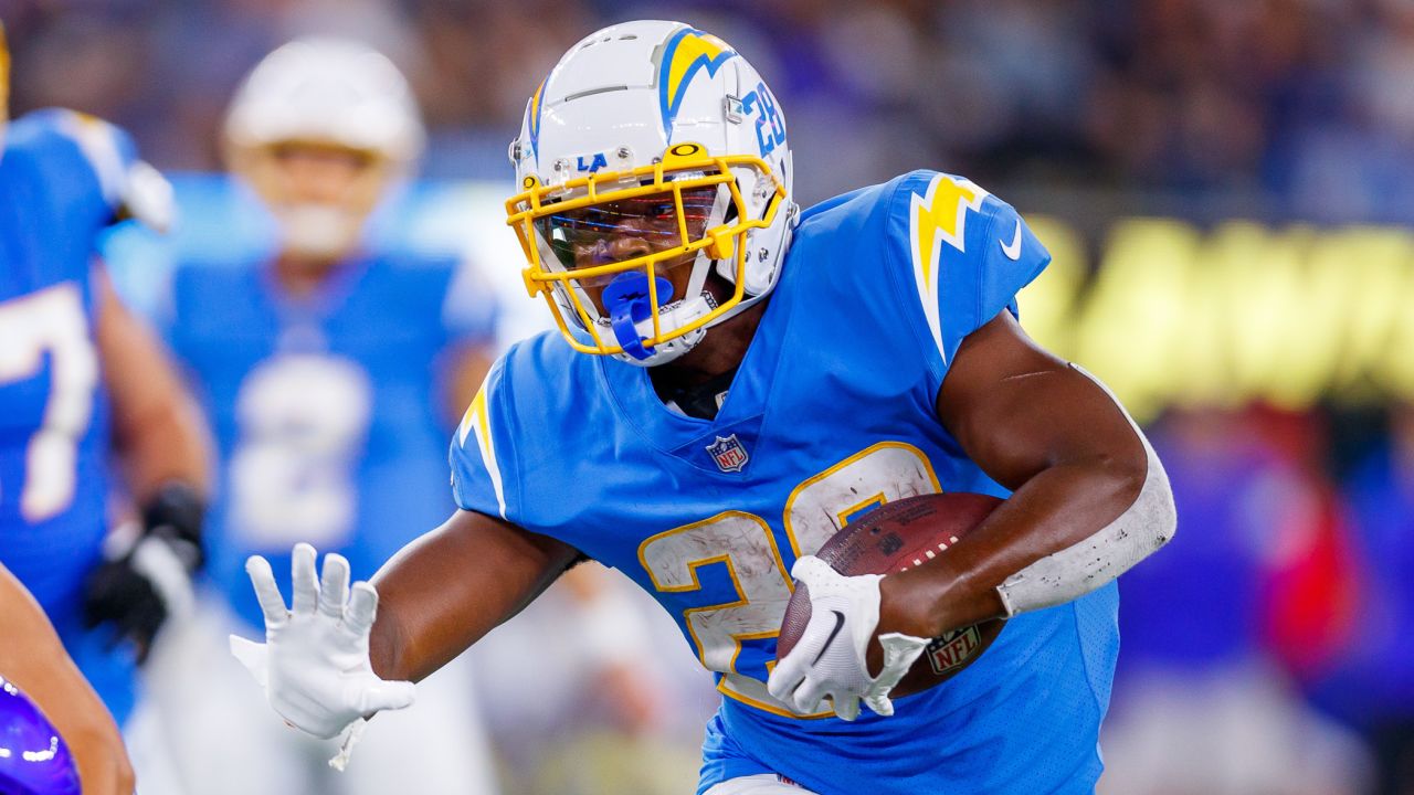 Los Angeles Chargers offensive tackle Trey Pipkins III (79) during the  first half of an NFL football game against the Arizona Cardinals, Sunday,  Nov. 27, 2022, in Glendale, Ariz. (AP Photo/Rick Scuteri