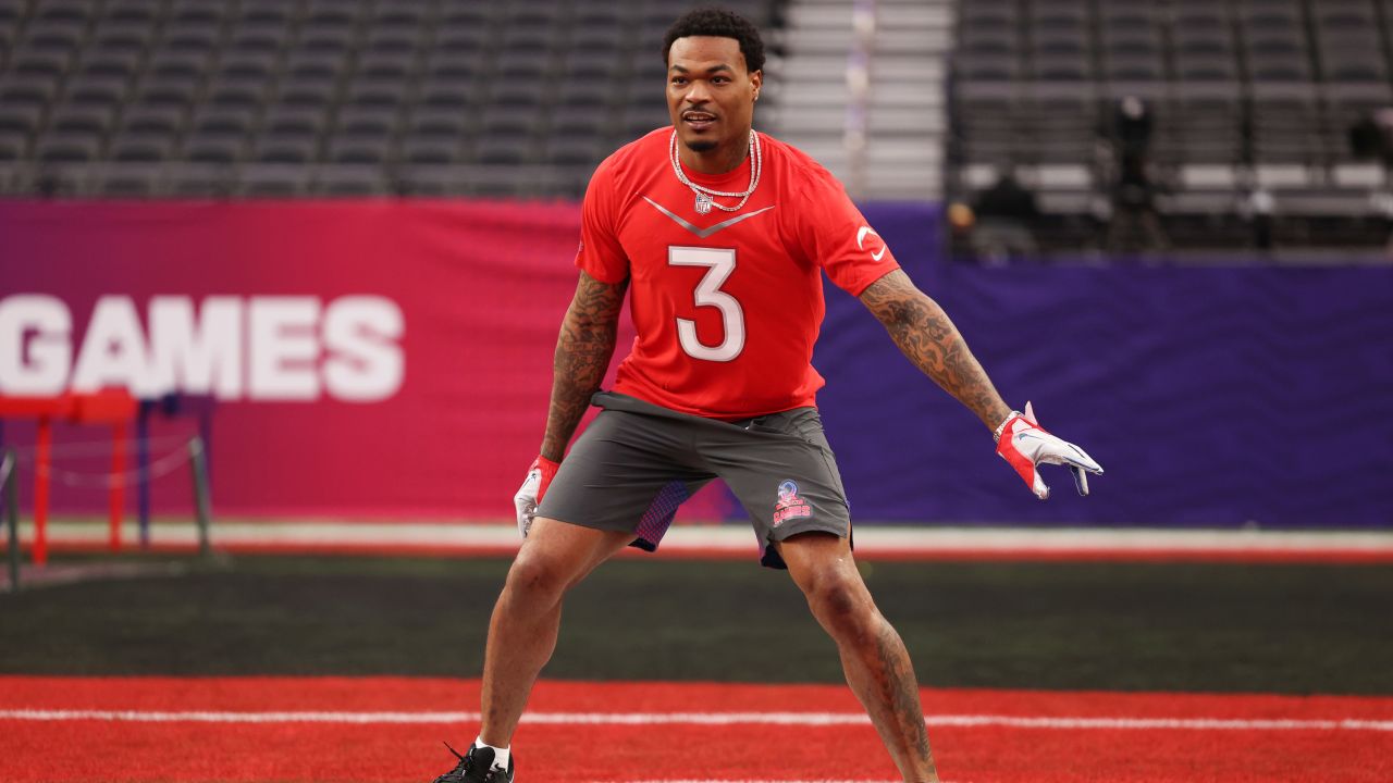 AFC safety Derwin James (33) of the Los Angeles Chargers pursues the ball  during the NFL Pro Bowl football game, Sunday, February 6, 2022, in Las  Vegas. (Gregory Payan/AP Images for NFL