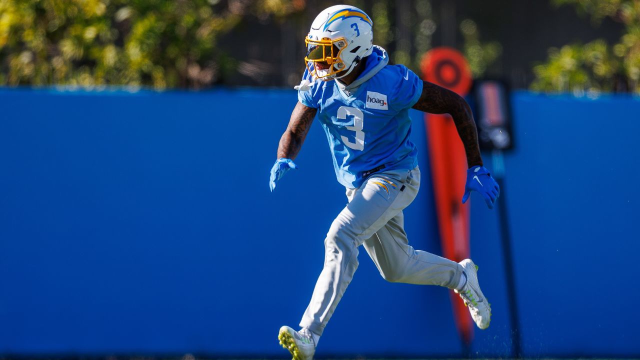 Isaiah Spiller Los Angeles Chargers Game-Used #28 White Jersey vs. Atlanta  Falcons on November 6 2022