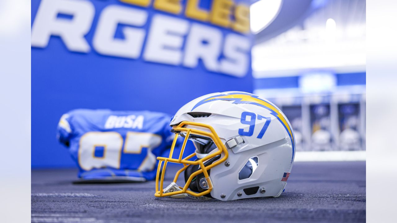 Inglewood, United States. 24th May, 2021. Los Angeles Rams and Los Angeles  Chargers jerseys on display at the Equipment Room team store atf SoFi  Stadium, Monday, May 24, 2021, in Inglewood, Calif.