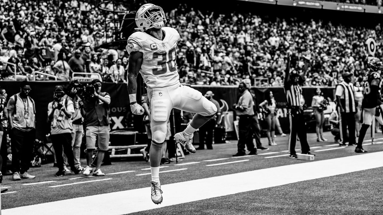 Los Angeles Chargers defensive back J.C. Jackson (27) lines up for the snap  during an NFL football game against the Houston Texans on Sunday, October  2, 2022, in Houston. (AP Photo/Matt Patterson