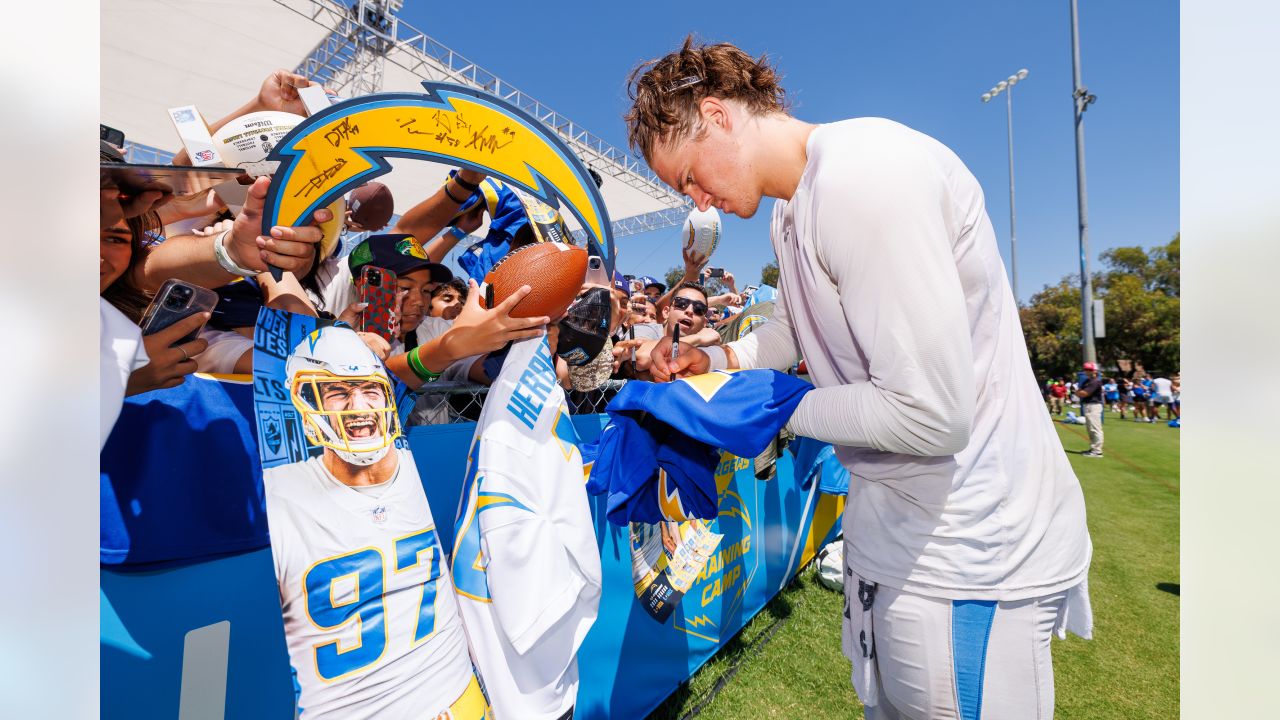 Los Angeles Chargers wide receiver Joshua Palmer (5) participates in a  drill during the NFL football team's training camp, Saturday, July 29,  2023, in Costa Mesa, Calif. (AP Photo/Ashley Landis Stock Photo - Alamy