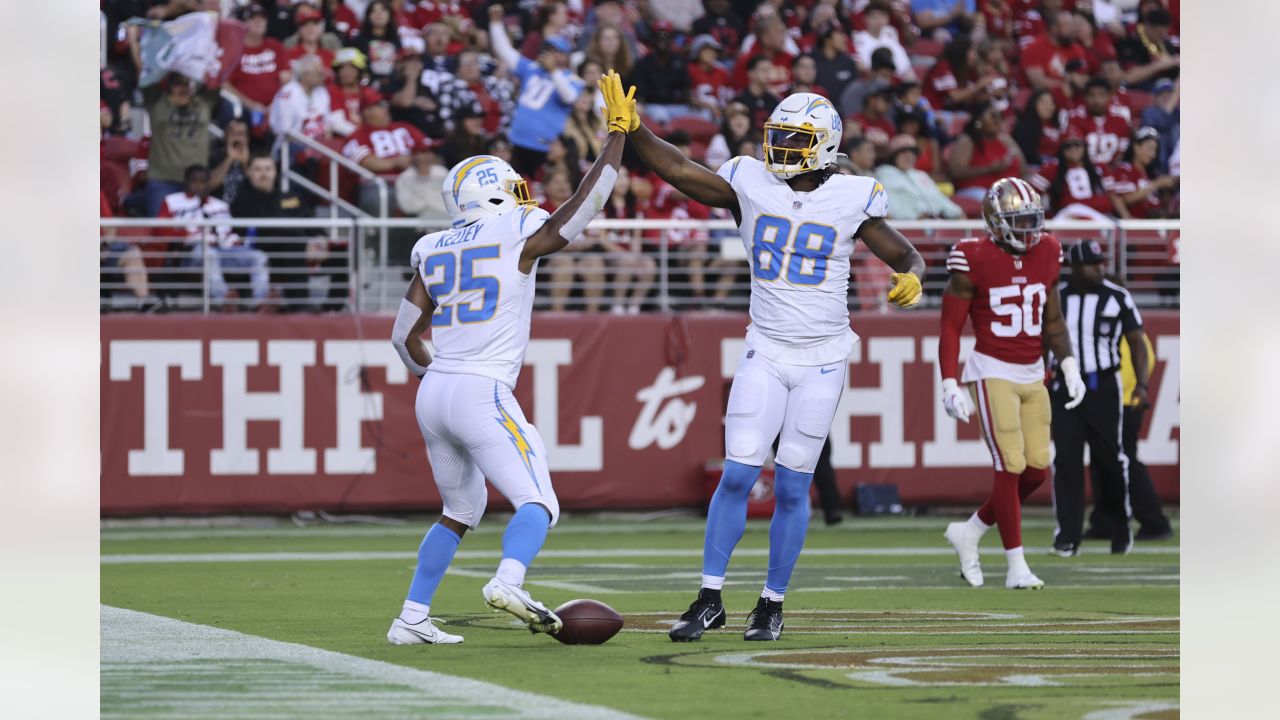 Los Angeles Chargers cornerback Ja'Sir Taylor plays against the San  Francisco 49ers during the first half of an NFL preseason football game  Friday, Aug. 25, 2023, in Santa Clara, Calif. (AP Photo/Godofredo