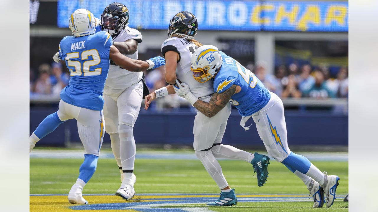 Los Angeles Chargers vs. Jacksonville Jaguars. Fans support on NFL Game.  Silhouette of supporters, big screen with two rivals in background Stock  Photo - Alamy