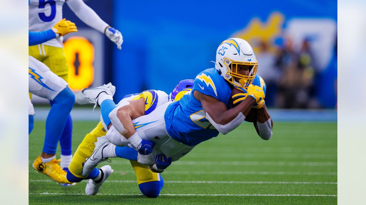 Los Angeles Chargers running back Austin Ekeler (30) warms up before an NFL  wild-card football game between the Jacksonville Jaguars and the Los  Angeles Chargers, Saturday, Jan. 14, 2023, in Jacksonville, Fla. (