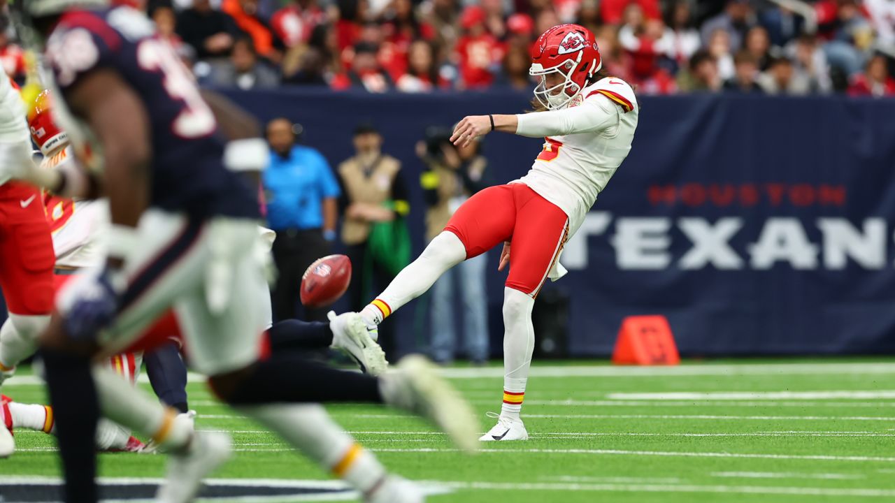 Kansas City Chiefs punter Tommy Townsend (5) during an NFL football game against the Houston Texans, Sunday, December 18, 2022 in Houston.