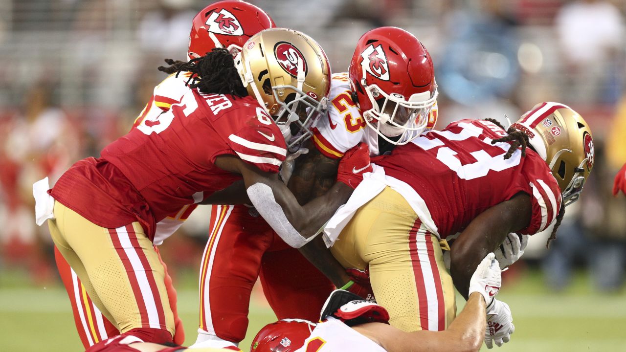 Kansas City Chiefs defensive back Armani Watts (23) celebrates his