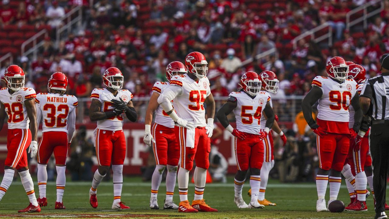 Kansas City Chiefs defensive back Armani Watts (23) celebrates his team's  victory over the San …