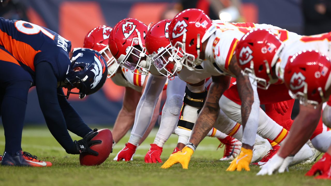 Kansas City Chiefs special teams prior to the snap during an NFL football game against the Denver Broncos, Sunday, December 11, 2022 in Denver.