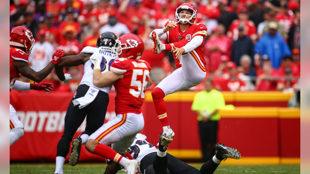 Kansas City Chiefs punter Dustin Colquitt wears a Salute to