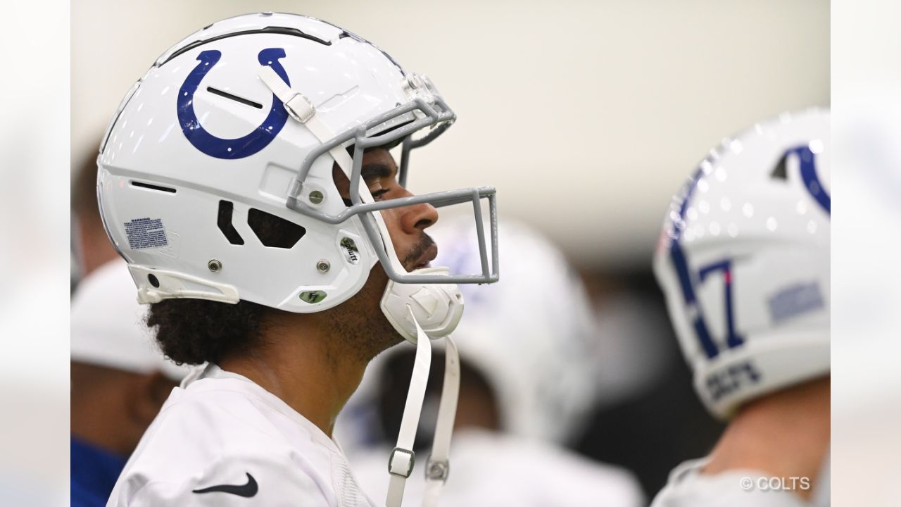 Indianapolis Colts cornerback Stephon Gilmore (5) and Indianapolis Colts  safety Nick Cross (20) talk on the field during an NFL football game  against the Tampa Bay Buccaneers, Saturday, Aug. 27, 2022, in