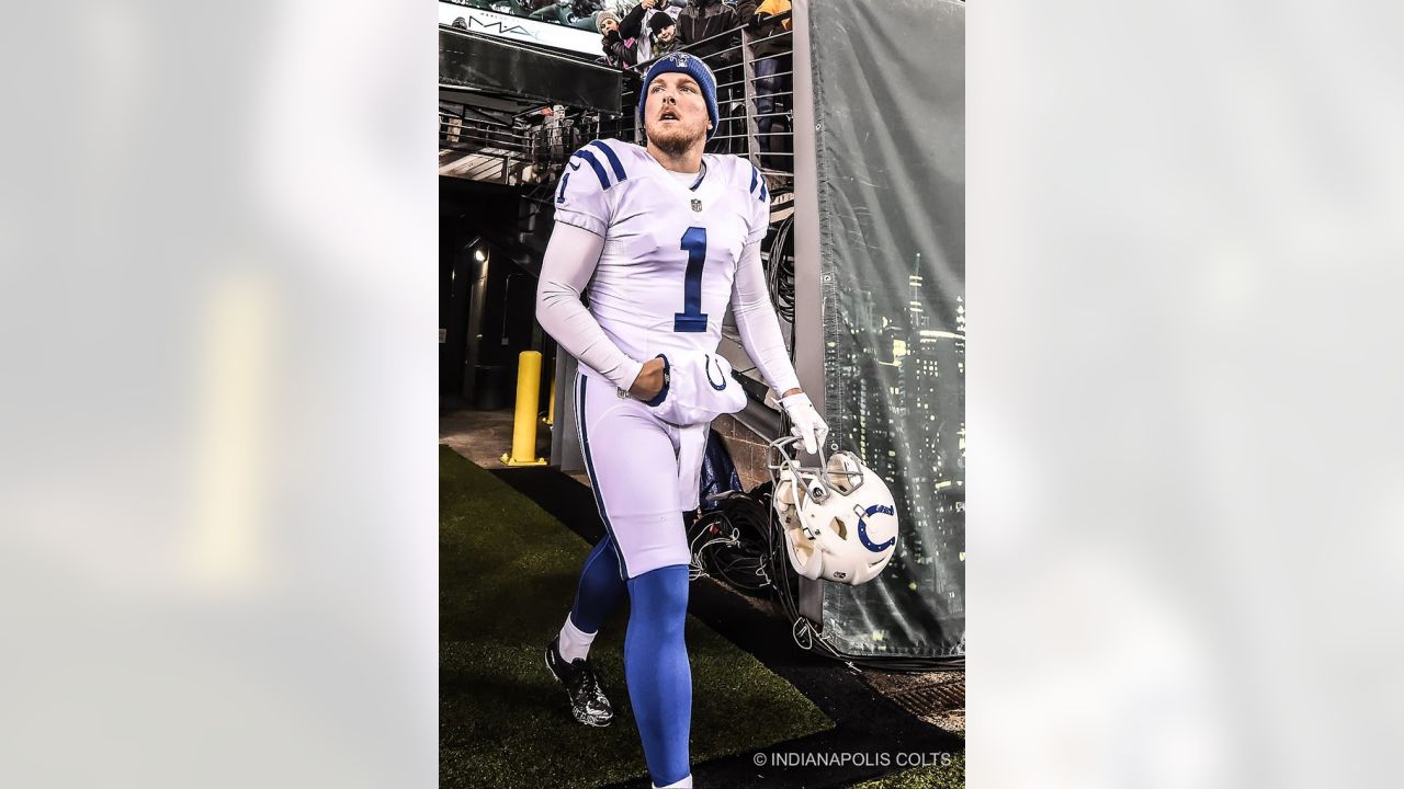 Pat McAfee dresses up for the Colts' travel day to Texas