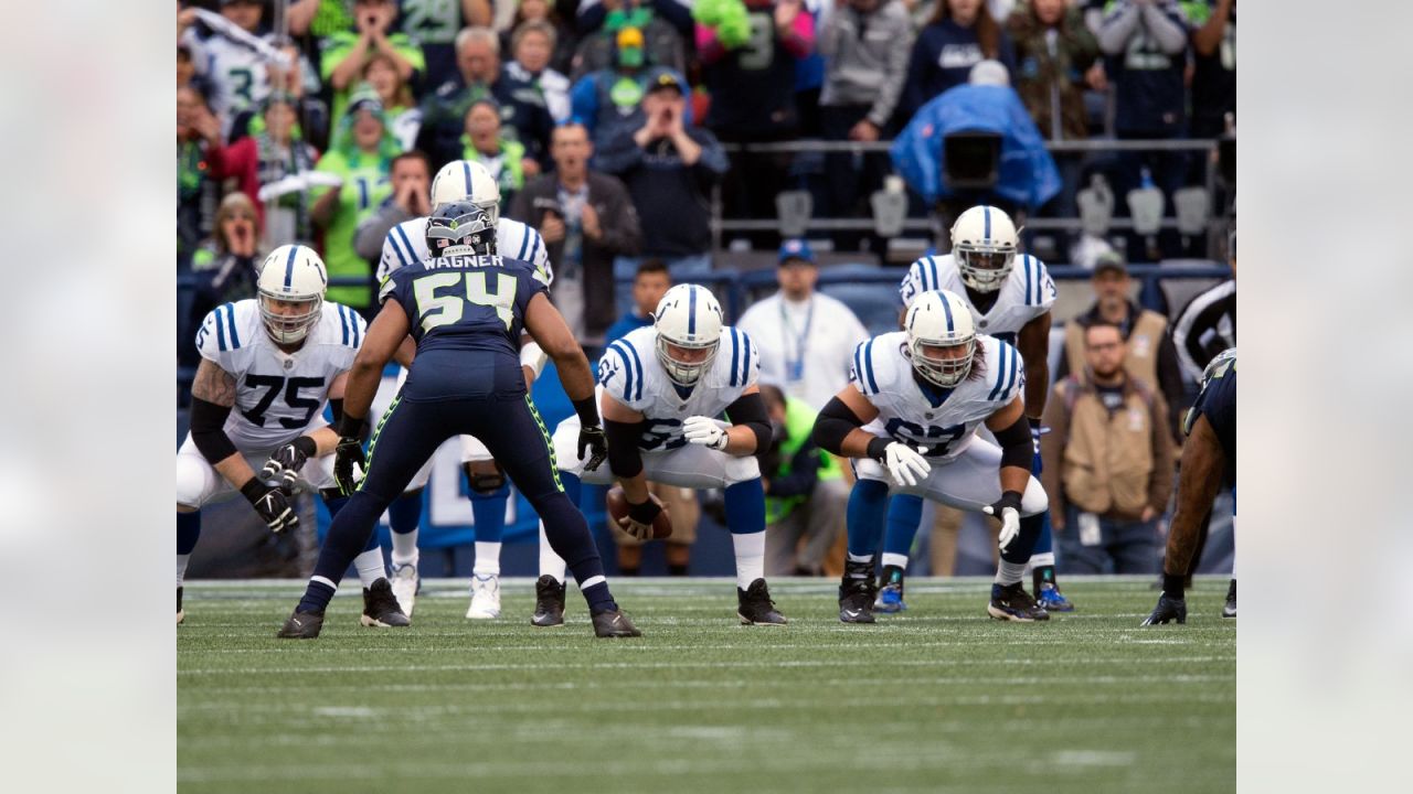 September 17, 2017: Seattle Seahawks linebacker Bobby Wagner (54) runs with  the ball after an interception during a game between the San Francisco  49ers and the Seattle Seahawks at CenturyLink Field in