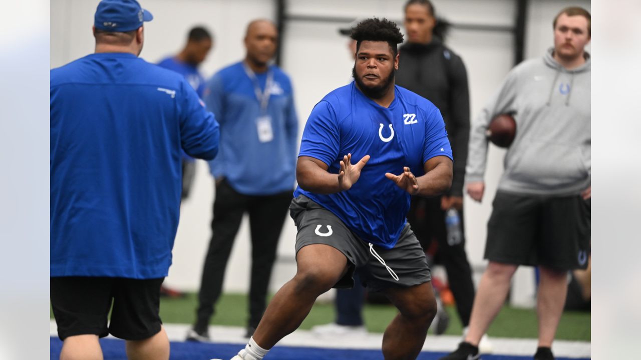 Iowa State defensive lineman Eyioma Uwazurike runs a drill during the NFL  football scouting combine, Saturday, March 5, 2022, in Indianapolis. (AP  Photo/Darron Cummings Stock Photo - Alamy