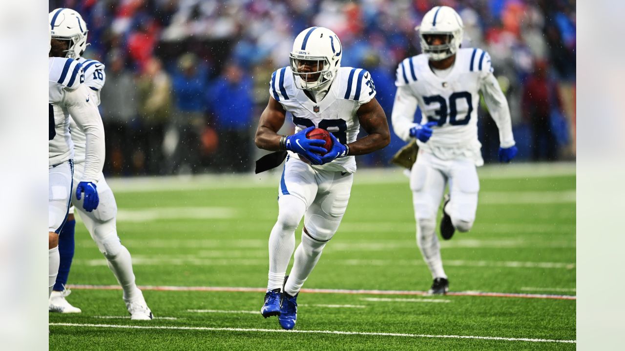 Indianapolis Colts defensive back George Odum jumps Josh Allen's poor pass  for 21-yard interception