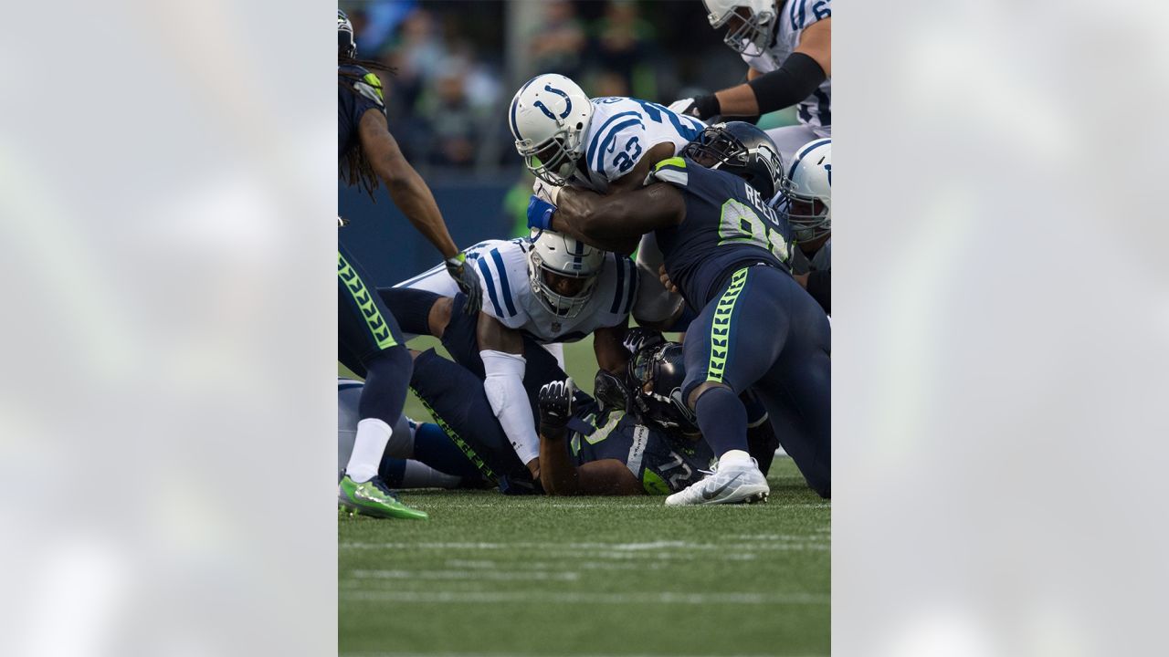 September 17, 2017: Seattle Seahawks linebacker Bobby Wagner (54) runs with  the ball after an interception during a game between the San Francisco  49ers and the Seattle Seahawks at CenturyLink Field in