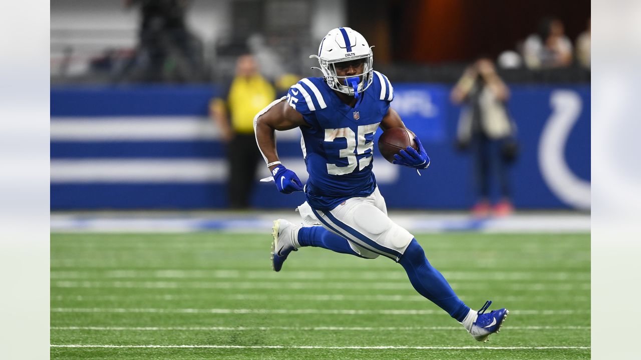 Indianapolis Colts running back Deon Jackson (35) in action