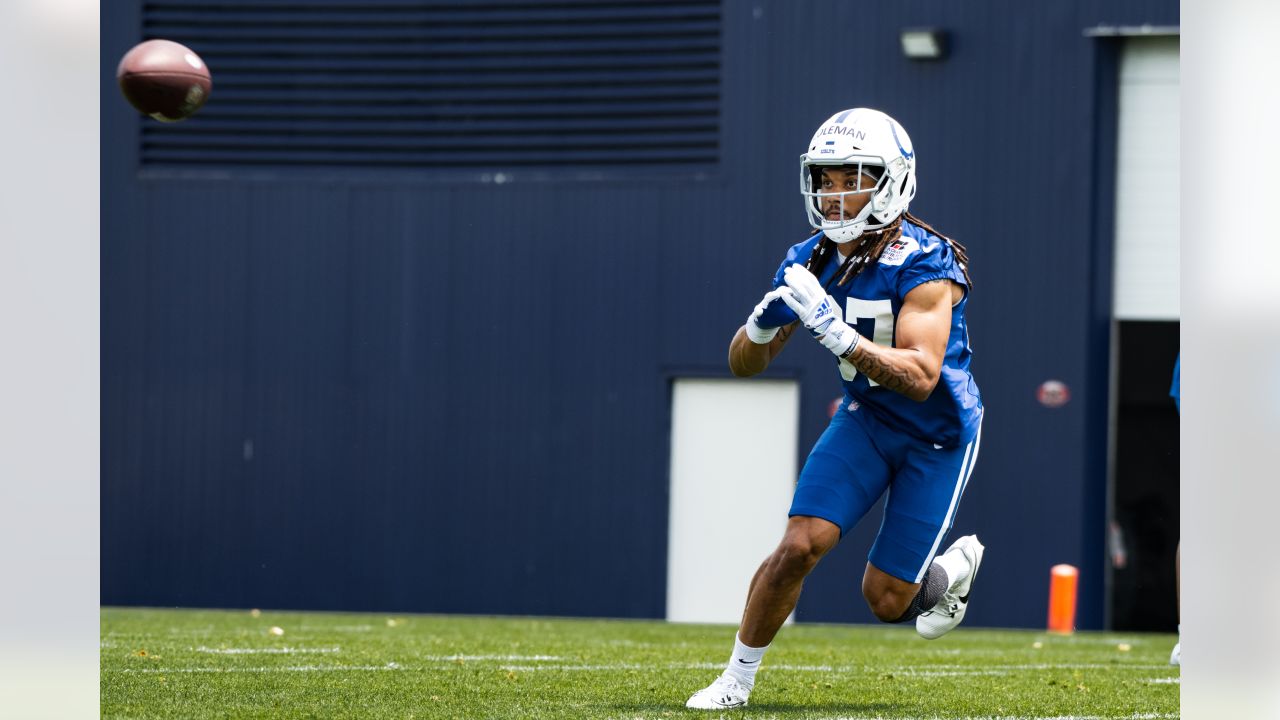 Indianapolis Colts tight end Kylen Granson (83) celebrates leaving the  field following an NFL football game against the Houston Texans in Houston,  Sunday, Sept. 17, 2023. The Colts defeated the Texans 31-20. (