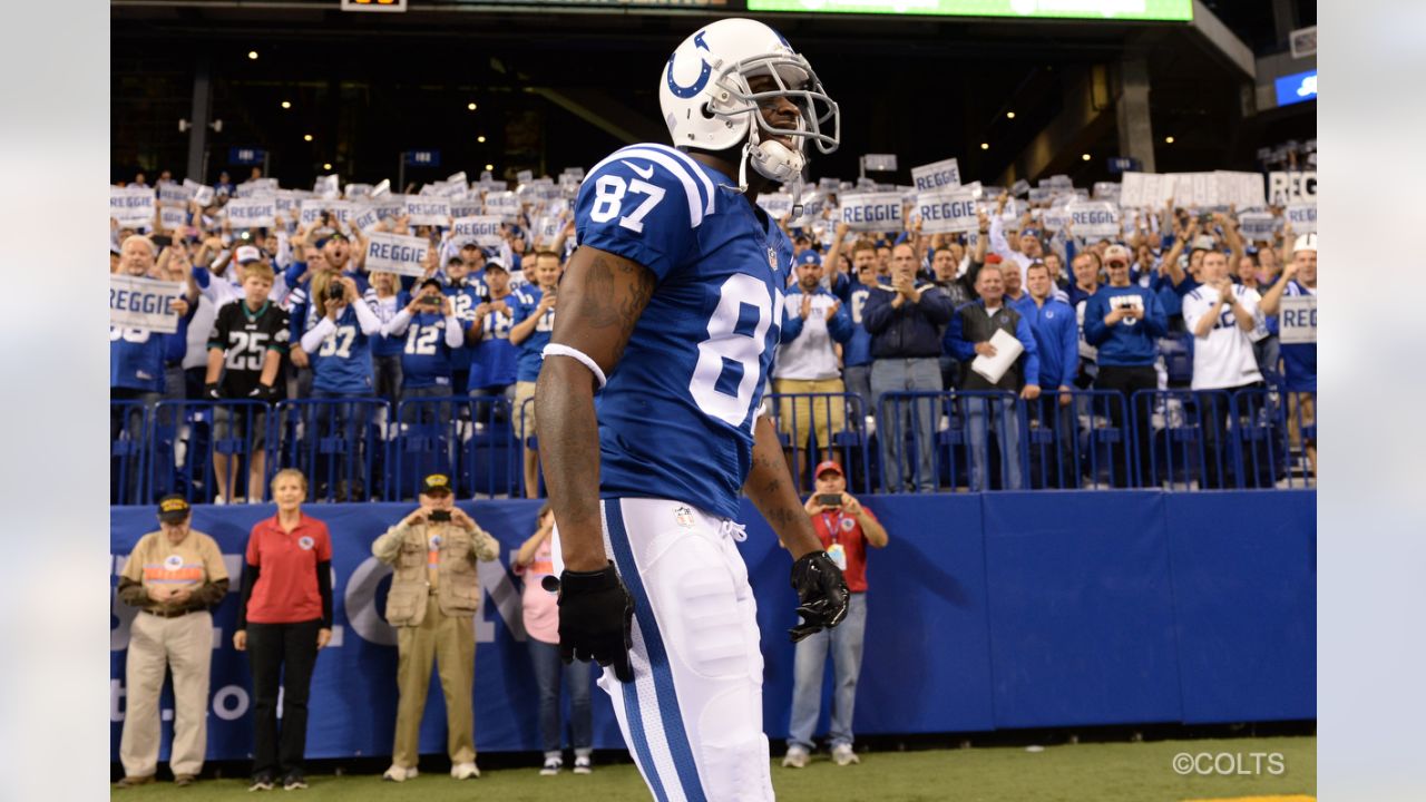 Indianapolis Colts wide receiver Reggie Wayne (87) celebrates his