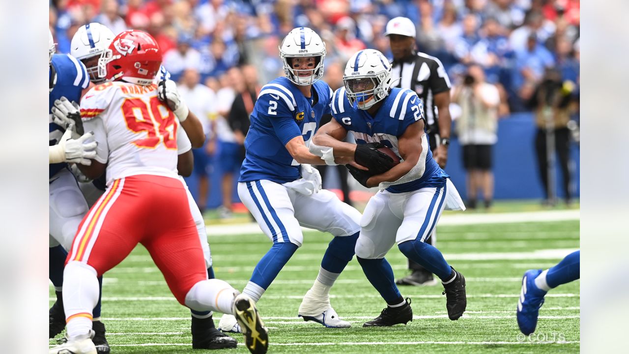 Indianapolis Colts tight end Jelani Woods (80) wears Salute to Service  stickers on his helmet before an NFL football game against the Dallas  Cowboys, Sunday, Dec. 4, 2022, in Arlington, Texas. Dallas