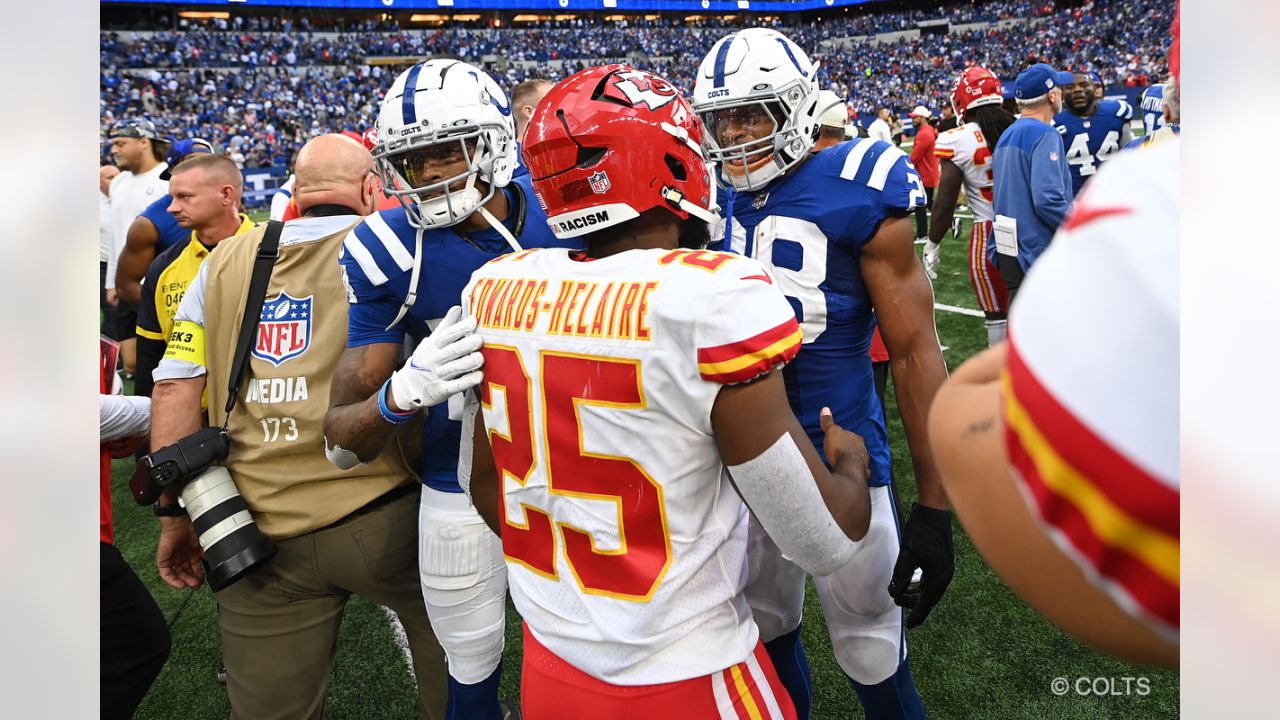 Members of the Indianapolis Colts huddle in the tunnel before the start of  an NFL pre-season football game against the Philadelphia Eagles, Thursday,  Aug. 24, 2023, in Philadelphia. (AP Photo/Rich Schultz Stock