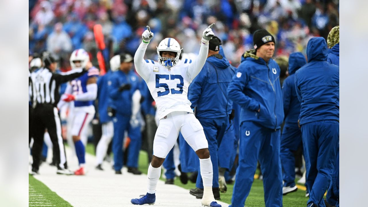 Indianapolis Colts defensive back George Odum jumps Josh Allen's poor pass  for 21-yard interception