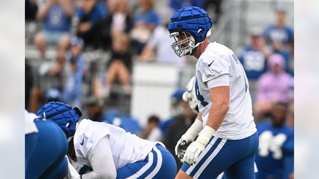 Indianapolis Colts offensive tackle Dan Skipper (74) walks off the