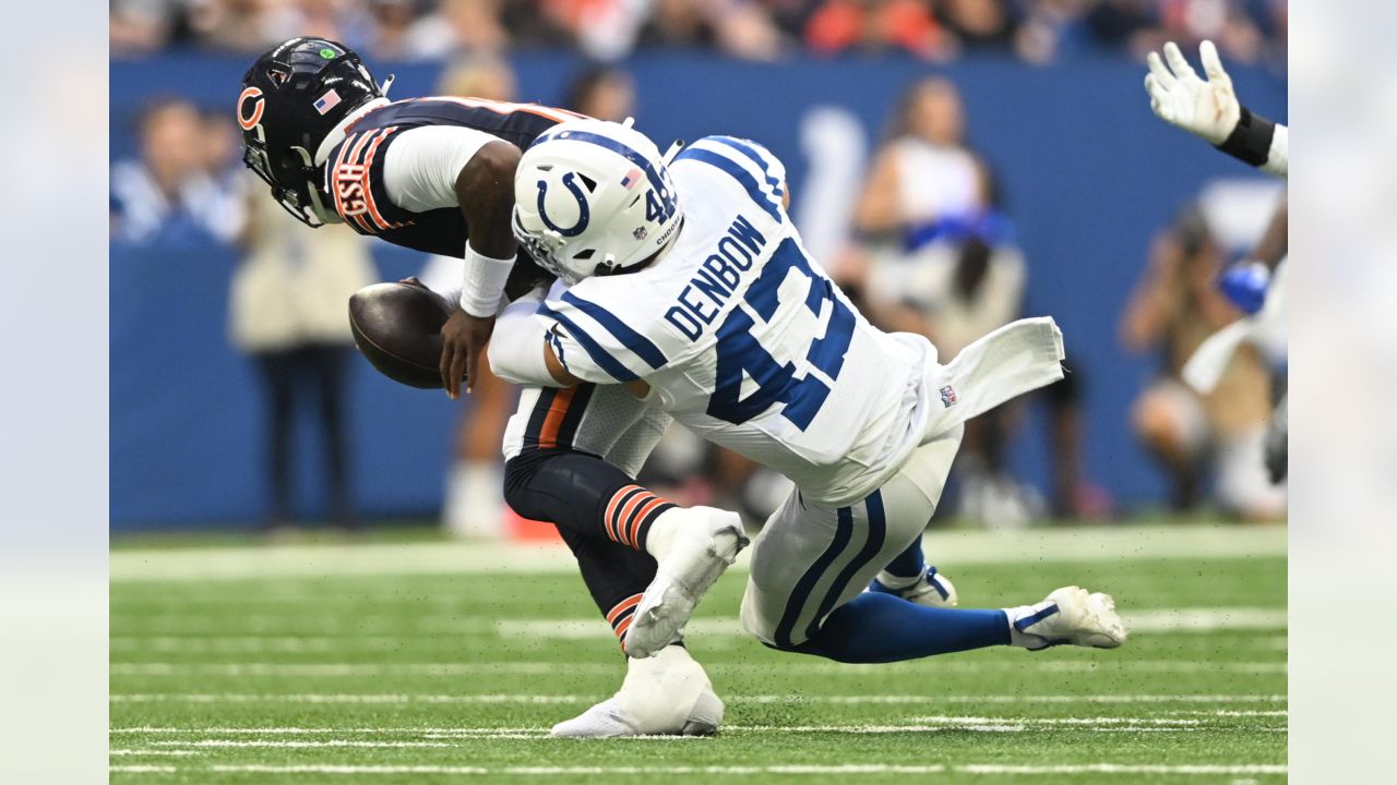 August 19, 2023: Indianapolis Colts wide receivers Juwann Winfree (8) and  Josh Downs (1) celebrate touchdown after NFL preseason game against the  Chicago Bears at Lucas Oil Stadium in Indianapolis, Indiana. John