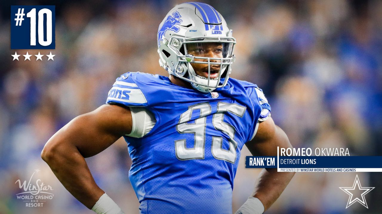 **10. Romeo Okwara:** Plays light on his feet. Extends well on the blocker. Doesn’t allow him to get to his body. Good wrap up tackler. Plays with range. Opponents have a hard time getting outside of him. Will need to develop better pass rush moves. Can really chase when running from the backside. Can close some ground when he gets in the open field. Shows the ability to create turnovers when he attacks the pocket. His length and reach give blockers problems.