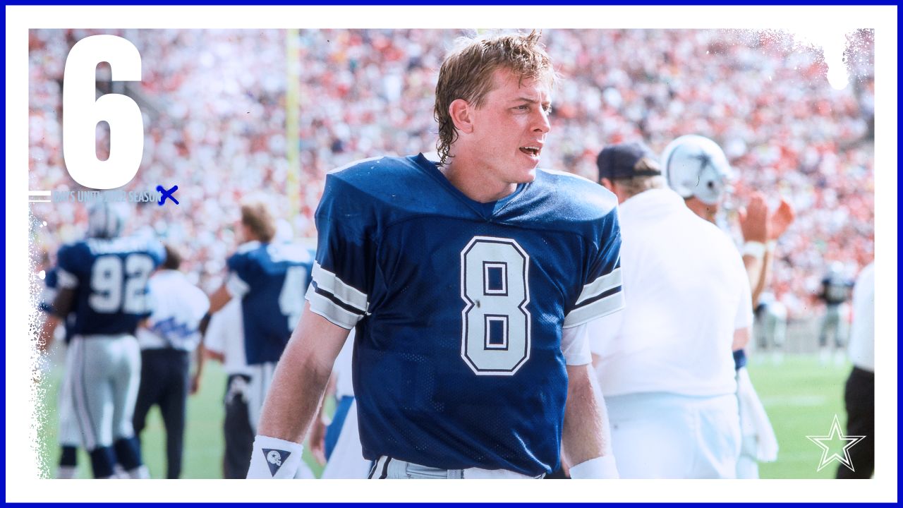 Dallas Cowboys Troy Aikman Jersey Throwback 75th Thanksgiving Blue No.8
