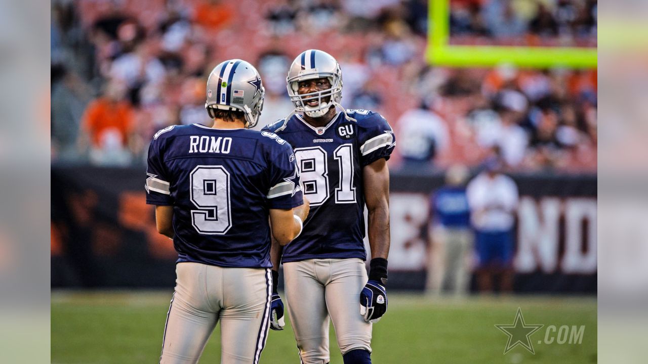 Dallas Cowboys wide receiver Terrell Owens (81) talks to quarterback Tony  Romo during the fourth quarter against the Washington Redskins at FedEx  Field in Landover, Maryland on November 16, 2008. The Cowboys