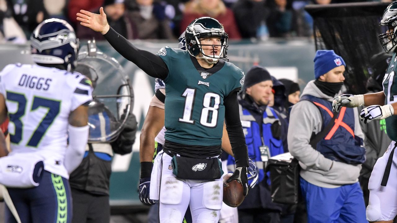 Philadelphia Eagles quarterback Carson Wentz (11) in action against the New  England Patriots during an NFL football game, Sunday, Nov. 17, 2019, in  Philadelphia. The Patriots defeated the Eagles 17-10. (Brad Penner/AP