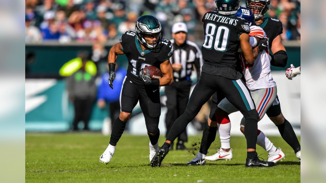 Philadelphia Eagles long snapper Rick Lovato (45) reacts after a 61-yard  field goal by Eagles' Jake Elliott (4) during the first half of an NFL  football game against the Minnesota Vikings on