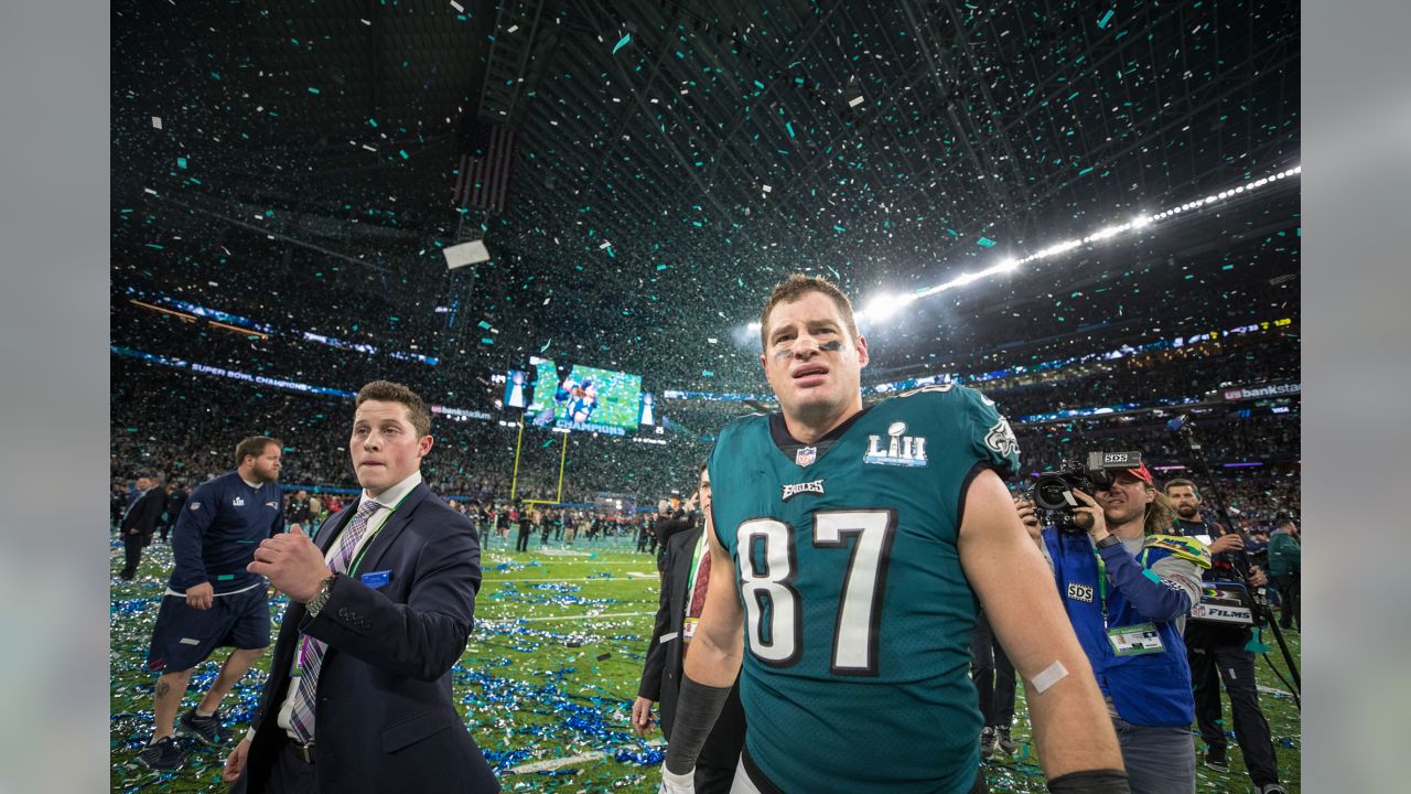 Brent Celek Victory Speech Philadelphia Eagles Autographed 16x20 Super Bowl  Champs Framed Photo