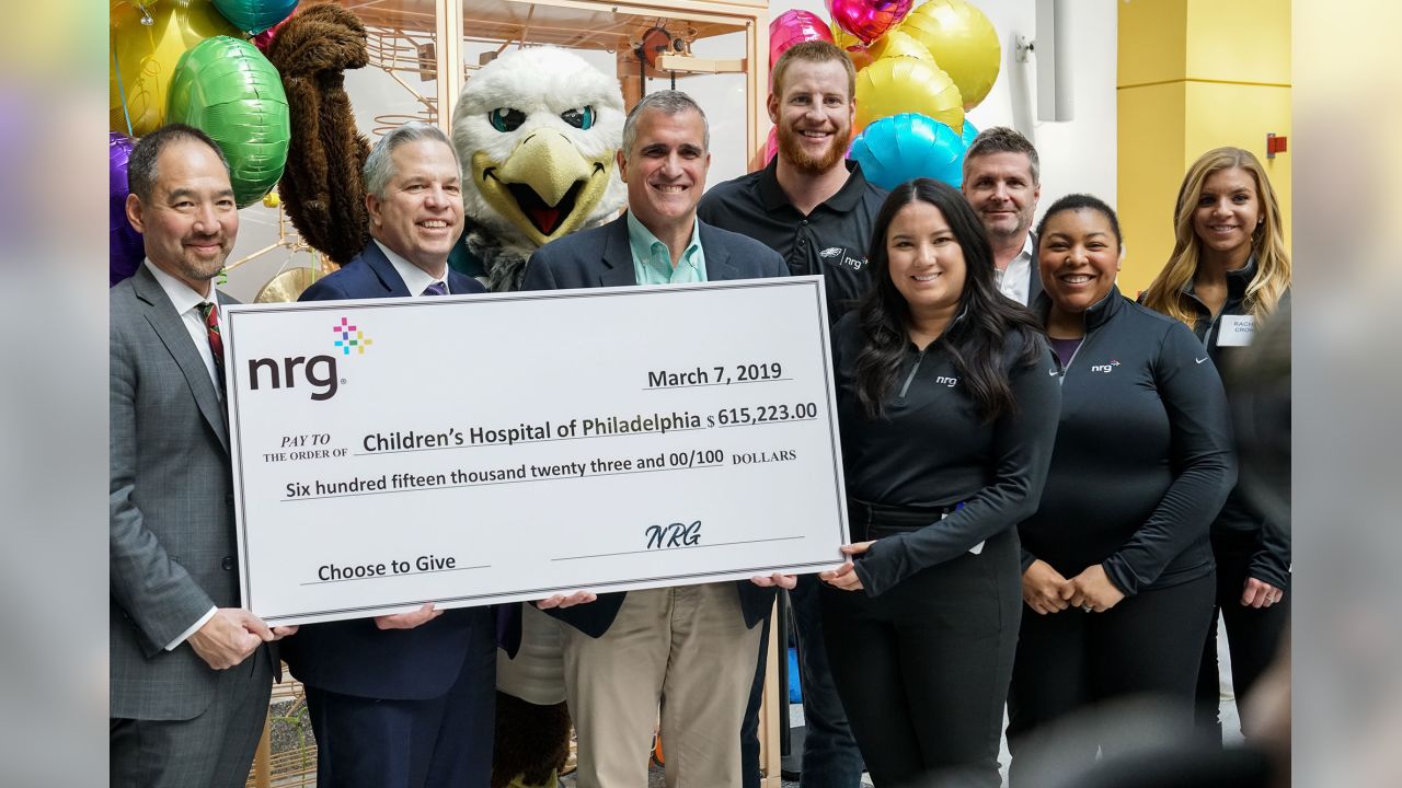 NRG presented Children's Hospital of Philadelphia with a "ceremonial big check" to mark the raising of more than $600,000 for the Cardiac Center at CHOP