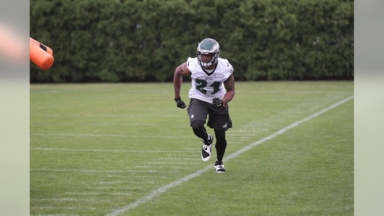 Philadelphia Eagles defensive backs Lito Sheppard, left, and Asante Samuel  watch mini-camp practice at the Nova Care Center in Philadelphia,  Pennsylvania, Sunday, May 4, 2008. (Photo by Peter Tobia/Philadelphia  Inquirer/MCT/Sipa USA Stock