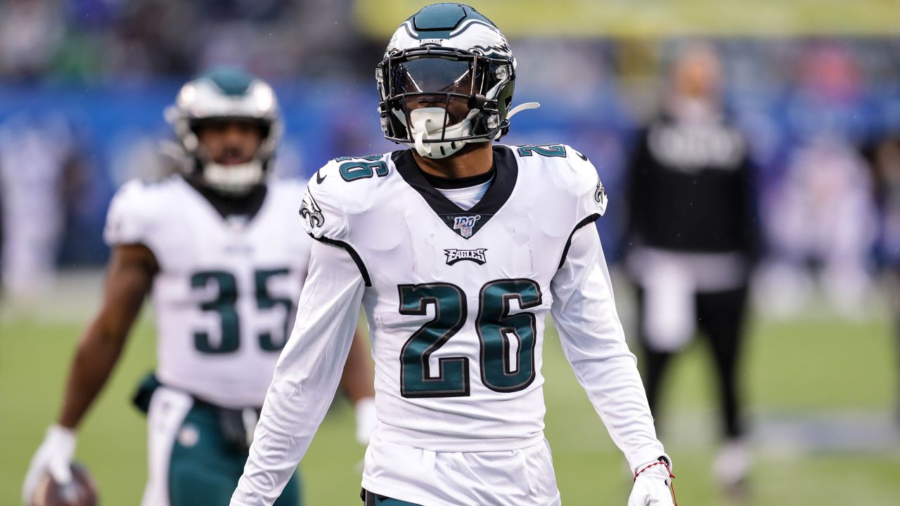 Philadelphia Eagles linebacker Eric Wilson (50) removes his helmet before  an NFL football game against the Atlanta Falcons, Sunday, Sep. 12, 2021, in  Atlanta. The Philadelphia Eagles won 32-6. (AP Photo/Danny Karnik