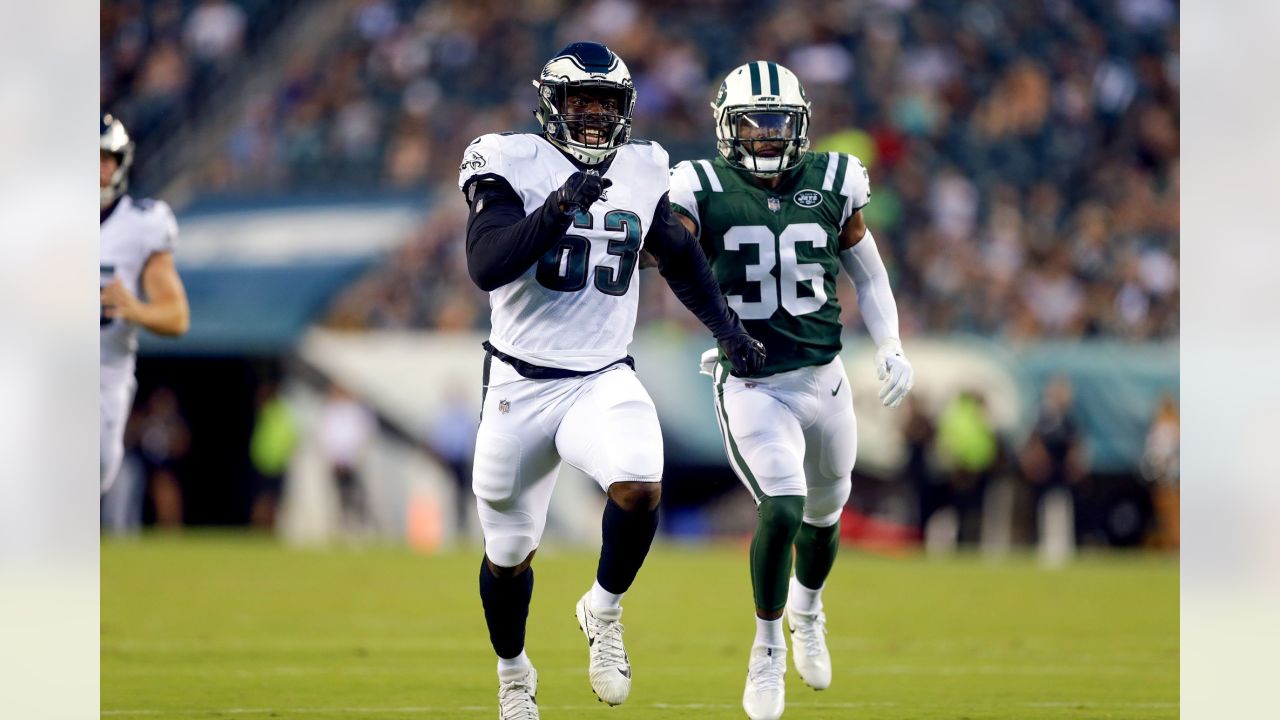 New York Jets linebacker Hamsah Nasirildeen (45) reacts after defeating the  Philadelphia Eagles 24-21 in an NFL pre-season football game, Friday, Aug.  12, 2022, in Philadelphia. (AP Photo/Rich Schultz Stock Photo - Alamy