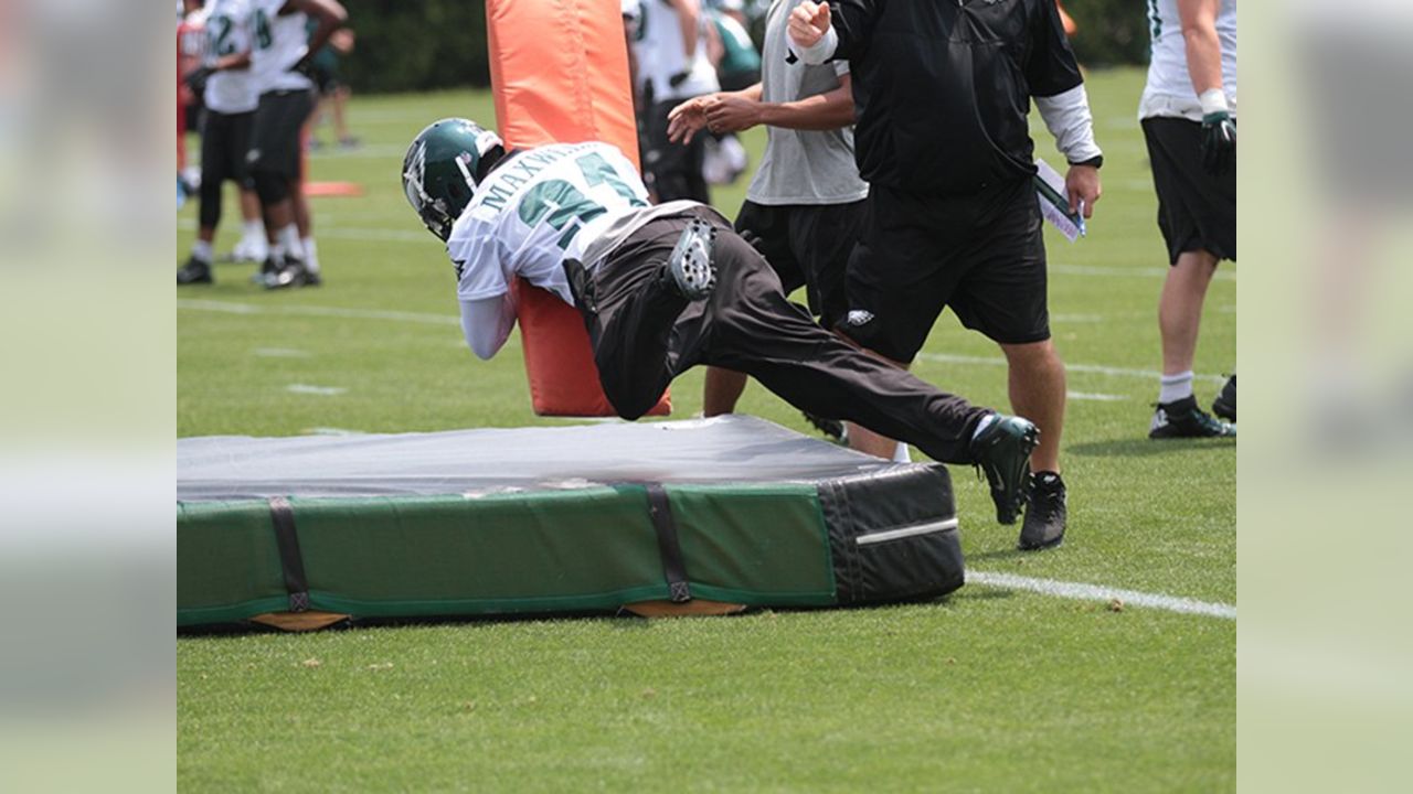 Philadelphia Eagles defensive backs Lito Sheppard, left, and Asante Samuel  watch mini-camp practice at the Nova Care Center in Philadelphia,  Pennsylvania, Sunday, May 4, 2008. (Photo by Peter Tobia/Philadelphia  Inquirer/MCT/Sipa USA Stock