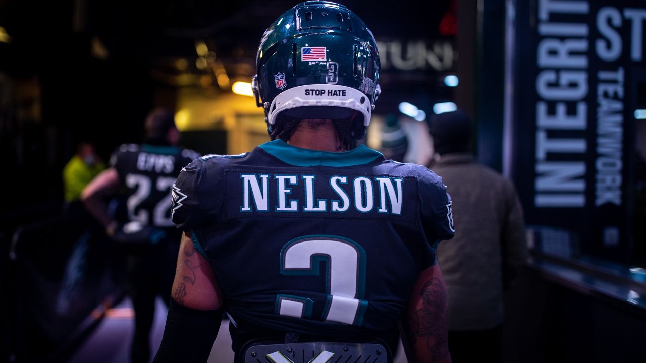 Steven Nelson Philadelphia Eagles Game-Used #3 Midnight Green Jersey vs.  Kansas City Chiefs on October 3 2021