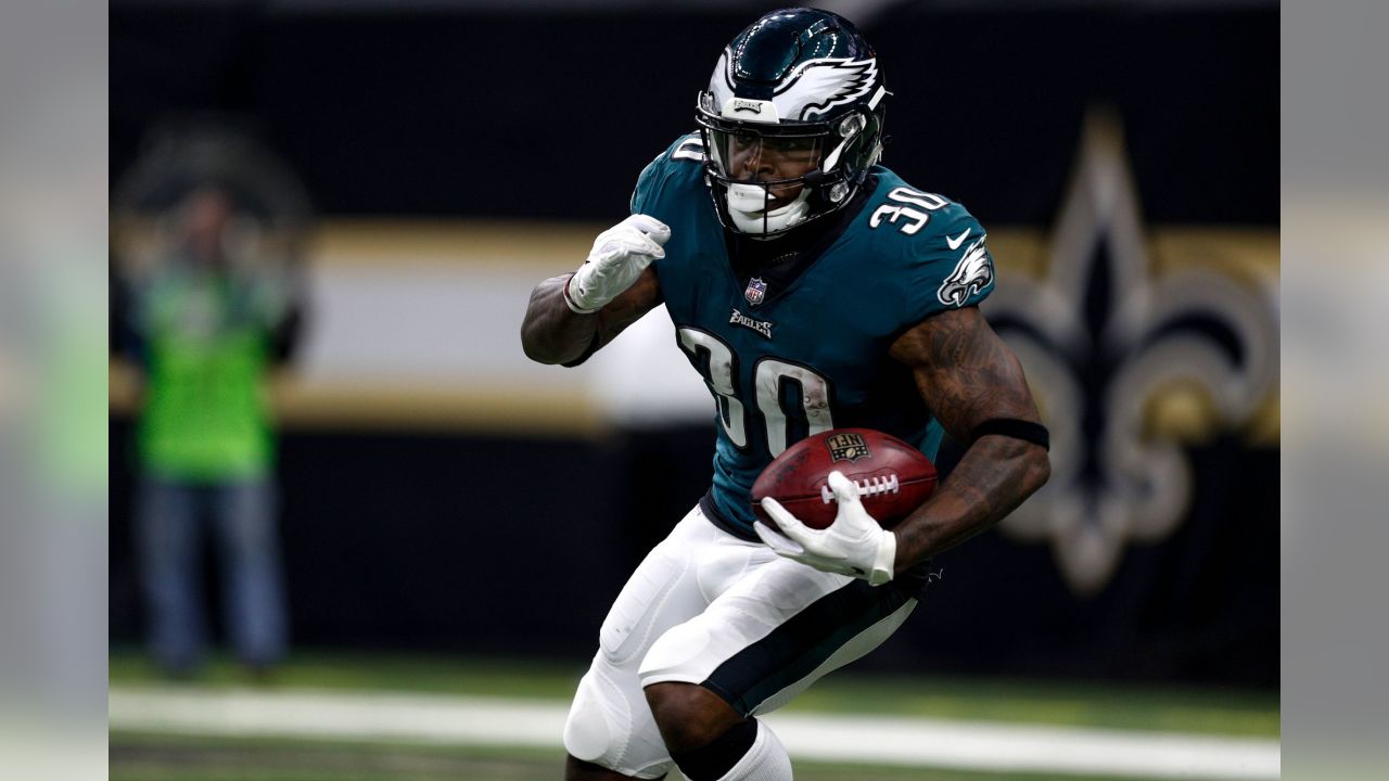 Philadelphia Eagles running back Corey Clement (30) during warm