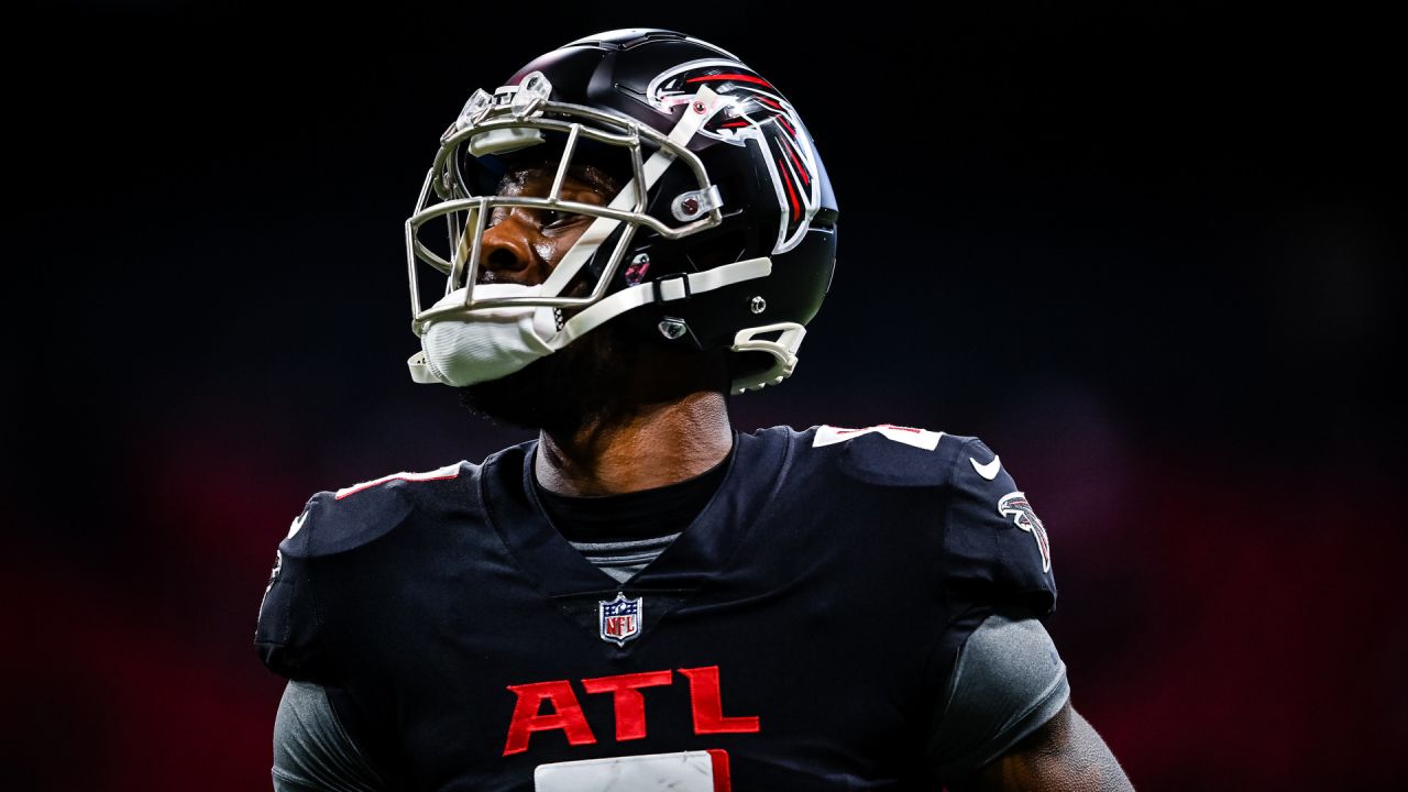 Atlanta Falcons defensive end Grady Jarrett (97) works during the second  half of an NFL football game against the Carolina Panthers, Sunday, Oct.  30, 2022, in Atlanta. The Atlanta Falcons won 37-34. (