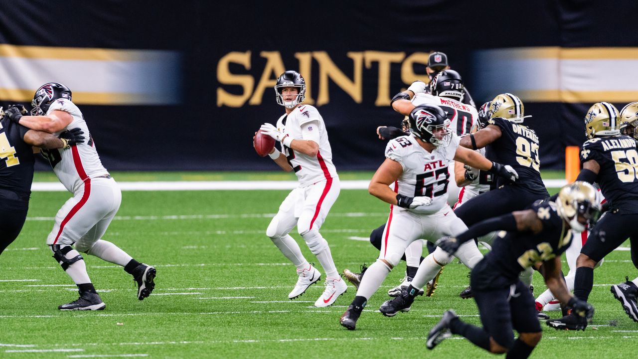 Atlanta Falcons quarterback Matt Ryan (2) scrambles in the second half of  an NFL football game against the New Orleans Saints in New Orleans, Sunday,  Nov. 10, 2019. (AP Photo/Rusty Costanza Stock