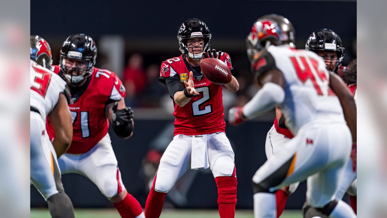 Tampa Bay Buccaneers quarterback Jameis Winston (3) warms up before an NFL  football game between the Atlanta Falcons and the Tampa Bay Buccaneers,  Sunday, Nov. 24, 2019, in Atlanta. (AP Photo/John Bazemore