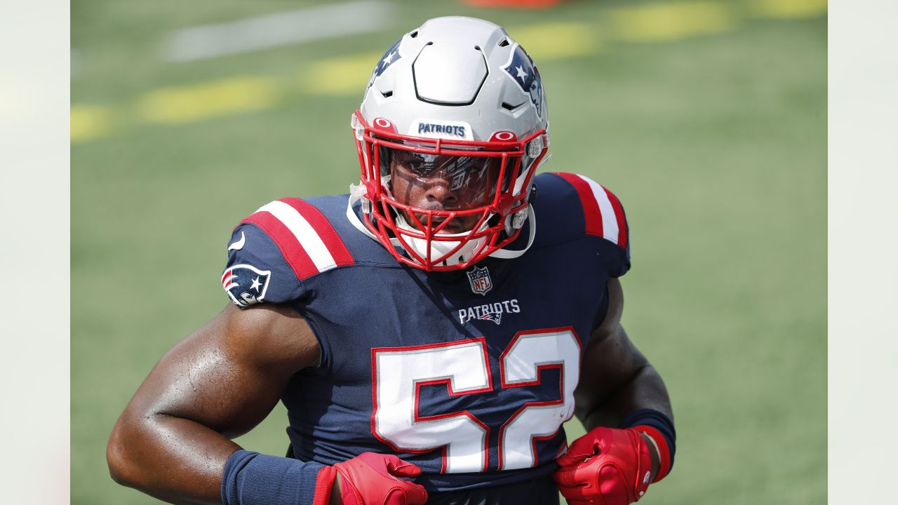 New England Patriots quarterback Mac Jones (10) warms up prior to an NFL  football game against the Tampa Bay Buccaneers, Sunday, Oct. 3, 2021, in  Foxborough, Mass. (AP Photo/Greg M. Cooper Stock